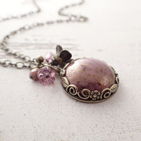 Dusty Rose Pink Floral Pendant Necklace