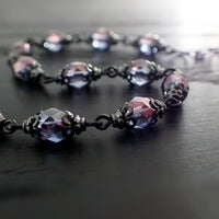 Lustered Purple and Black Metal Bracelet