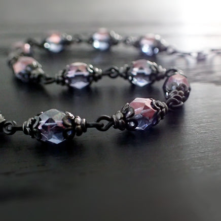 Lustered Purple and Black Metal Bracelet