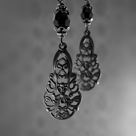 Victorian Gothic Filigree Drop Earrings