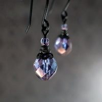 Lustered Purple and Black Metal Earrings