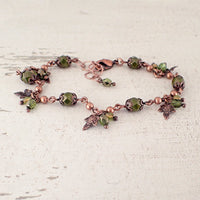 Olive Green Maple Leaf Charm Bracelet