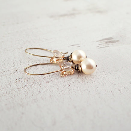 Golden Crystal Butterfly Earrings view 2