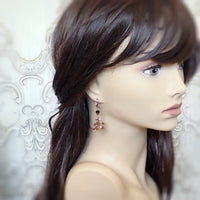 Antique Copper Wild Oak Leaf Earrings model view