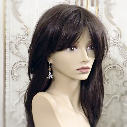 Rust Orange and Silver Oak Leaf Earrings mannequin view