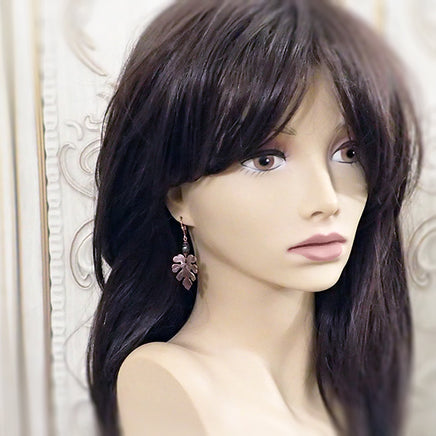 Dark Green and Copper Oak Leaf Earrings mannequin view