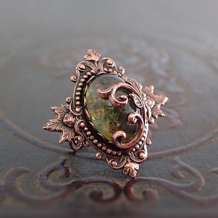 Nature Themed Copper Cocktail Ring side view