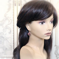 Whimsical Purple Cabochon Earrings madel view