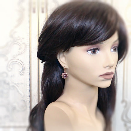 Whimsical Purple Cabochon Earrings madel view