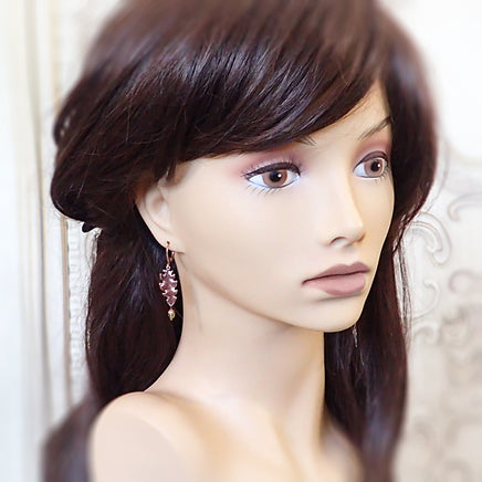 Copper Oak Leaf and Acorn Dangle Earrings model view