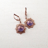 Whimsical Purple Cabochon Earrings top view