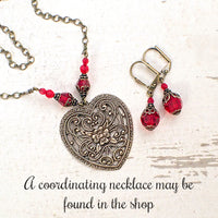 Romantic Red Victorian Crystal Earrings