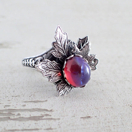 Dragon's Breath Glass Opal Cabochon Ring