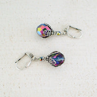 Iridescent Victorian Style Filigree Wrapped Earrings
