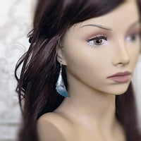 Ethereal Iridescent Blue and Silver Angel Wing Earrings