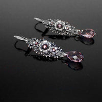 Antique Style Dusty Pink Floral Crystal Earrings