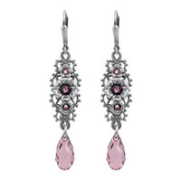 Antique Style Dusty Pink Floral Crystal Earrings