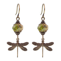 Swirly Green Victorian Dragonfly Earrings