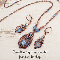 Victorian Cabochon Necklace with Aqua Blue Faux Opal Stone