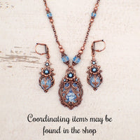 Victorian Cabochon Necklace with Aqua Blue Faux Opal Stone
