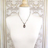 Victorian Cabochon Necklace with Aqua Blue Faux Opal Stone