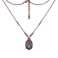 Victorian Cabochon Necklace with Aqua Blue Faux Opal Stone