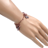 Boho Branch Bracelet with Artisan Czech Glass Leaf Beads and Antiqued Copper