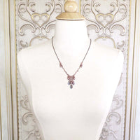 Boho Branch Necklace with Artisan Czech Glass Leaf Beads and Antiqued Copper