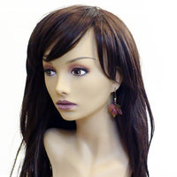 Color Shifting Maple Leaf Earrings With Fuchsia Pink and Light Green Crystals