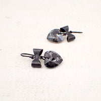 Gothic Lolita Crystal Heart and Bow Earrings