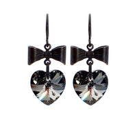 Gothic Lolita Crystal Heart and Bow Earrings
