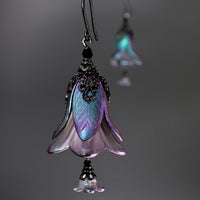 color shifting chameleon metal lucite flower earrings