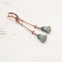 Turquoise Blue Art Nouveau Lily Earrings