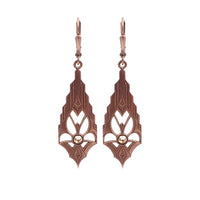 Dramatic Art Deco Earrings in Antiqued Copper