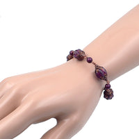 Artisan Czech Glass Purple Chunky Melon Bead Bracelet