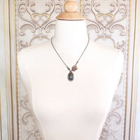 Woodland Green Cabochon Necklace in Antiqued Copper