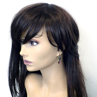 Antique Pink Crystal Heart Earrings with Black Metal