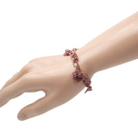 Heart Shaped Leaf and Flower Cluster Chain Bracelet