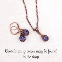 Bright Blue Copper Filigree Caged Crystal Bracelet