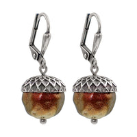 Iridescent color shifting Silver, Copper, and Bronze Acorn Earrings