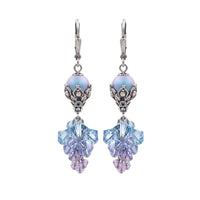 Purple and Blue Ombre Crystal Cluster Earrings