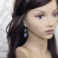 Purple and Blue Ombre Crystal Cluster Earrings