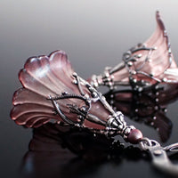 Iridescent Red and Silver Lucite Flower Earrings