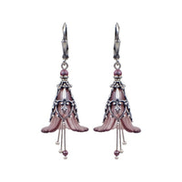 Iridescent Red and Silver Lucite Flower Earrings