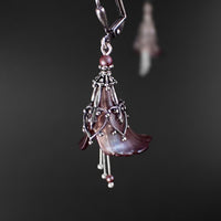 Iridescent Red and Silver Lucite Flower Earrings