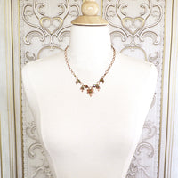 Iridescent Green and Antiqued Copper Autumn Maple Leaf Charm Necklace