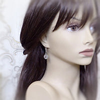 Lavender and Antique Silver Crystal Pearl Drop Earrings