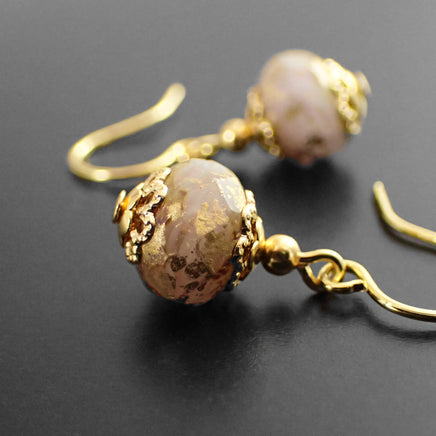 Pale Frosty Pink Rondelle Earrings view 3