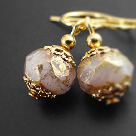 Pale Frosty Pink Rondelle Earrings view 2