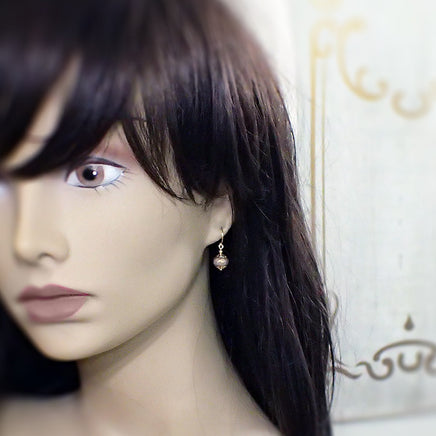 Pale Frosty Pink Rondelle Earrings - mannequin view